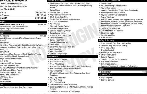 HYUNDAI VELOSTER N 2019 KMHT36AH6KU002905 image